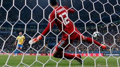 Gabriel Jesus scores the decisive penalty. EPA