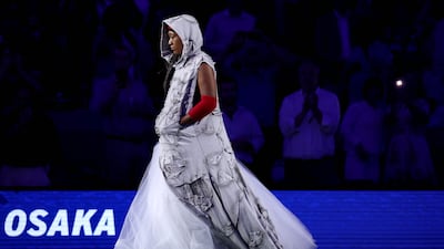 Naomi Osaka of Japan walks onto the court against Anastasia Zakharova for his first-round match at the 2026 US Open. AFP