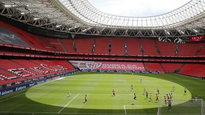 Empty stands at the San Mames Stadium. EPA