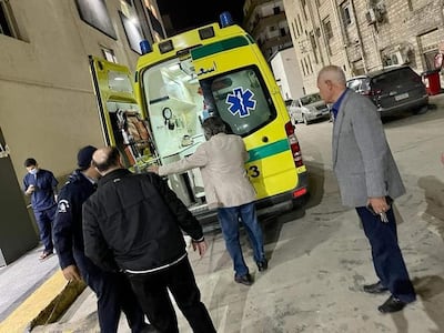 Ambulances at a Mansoura hospital after a road accident in northern Egypt. Photo: Daqahliyah Governorate