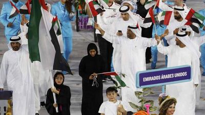 The UAE team at the 2016 Rio Olympics opening ceremony. Stoyan Nenov / Reuters