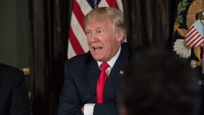 US President Donald Trump speaks about North Korea at a meeting with administration officials on the opioid addiction crisis