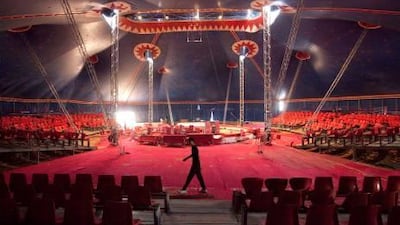 UAE - Ras Al Khaimah - Feb 02- 2011: Workers during the preparations for Monte Carlo?s International Circus. ( Jaime Puebla - The National Newspaper )