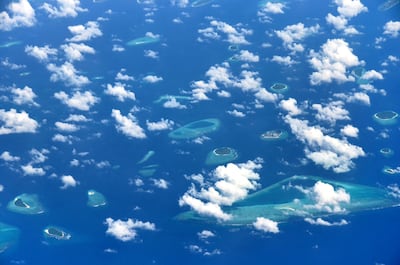 An aerial view of Baa Atoll in the Maldives where Bulgari Resort Ranfushi is set to launch. Getty Images.