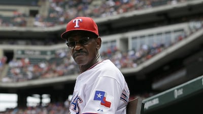 In this May 11, 2014, photo, Texas Rangers manager Ron Washington sits at the top of the dugout before a game against the Boston Red Sox in Arlington, Texas. Washington unexpectedly resigned on September 5, 2014, saying he needed to devote his full attention to an "off-the-field personal matter." Tony Gutierrez / AP Photo