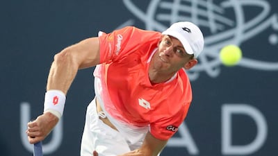 Kevin Anderson returns a ball to Rafael Nadal during their Mubadala World Tennis Championship semi-final in Abu Dhabi. Reuters