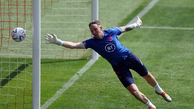 England's Jordan Pickford during training. Reuters