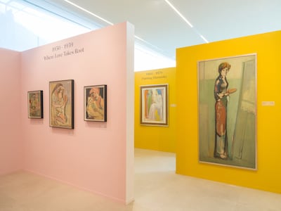 The exhibition explores the influence of three women on Guiragossian’s life and work: his mother Rahel, wife Juliette and daughter Manuella. Photo: Bassam Freiha Art Foundation