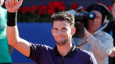 Dominic Thiem celebrates beating Rafael Nadal at the Barcelona Open semi-finals. AFP
