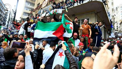 Algerians gather for a demonstration in Algiers. AP Photo