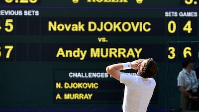 Murray celebrates winning the Wimbledon final on July 7, 2013 in Wimbledon, England. Reuters