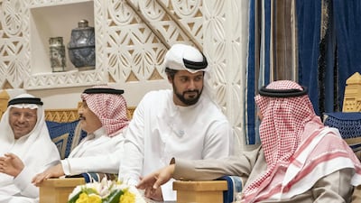 Sheikh Mohamed bin Zayed, Crown Prince of Abu Dhabi and Deputy Supreme Commander of the UAE Armed Forces meets with King Salman at Al Auja Palace in Riyadh.