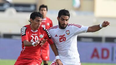 The UAE, in white, beat Yemen on Tuesday to punch their ticket for the Asian Under-23 Championship nest year. Courtesy UAE FA