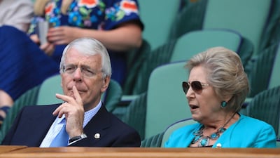 Former British Prime Minister John Major and his wife Norma sit in the Royal Box. AP