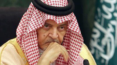 Saudi foreign minister Prince Saud Al Faisal said during a joint press conference with his German counterpart Frank-Walter Steinmeier (unseen) on October 13, 2014, that Iran must withdraw its 'occupying' forces from Syria to help resolve that country's conflict. AFP Photo