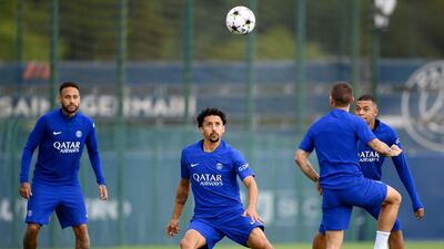 Left to right: Neymar, Marquinhos and Kylian Mbappe. AFP
