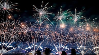 A dazzling firework display at Yas Bay Waterfront formed part of last year's Eid Al Adha celebrations. Victor Besa / The National
