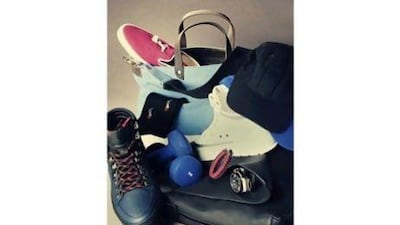 Sporty men's accessories. Photo by Tina Chang / The National, styling by Nadia El Dasher / The National