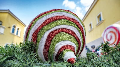 The garden also has whimsical oversized decorations