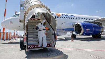 An Israir jet in Tel Aviv. The airline plans to start commercial flights to Dubai and Abu Dhabi soon. AFP