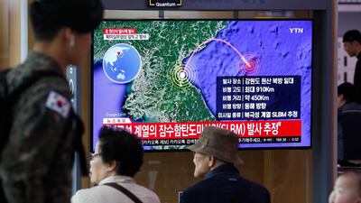 South Koreans watch breaking news concerning North Korea's missile launch; at Seoul Station in Seoul. EPA