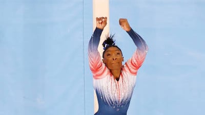 Simone Biles of Team United States competes.