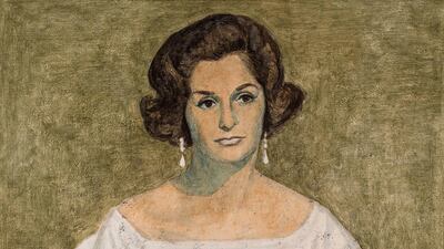 Louay Kayyali’s (Syrian,1934-1978) Portrait of Umayma Hussein Ibish painted in 1962, which sold for £47,500 (Dh222,157). The painting was part of the curated section entitled “Accademia di Belle Arti di Roma” which shed light on the fact that many Middle Eastern artists studied in Rome during the 1960s and 1970s and their artistic styles evolved to a dialogue between Western and Eastern culture.