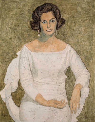 Louay Kayyali’s (Syrian,1934-1978) Portrait of Umayma Hussein Ibish painted in 1962, which sold for £47,500 (Dhs222,157)