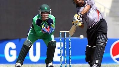 UAE batsmen, such as Shaiman Anwar, left, were guilty of reckless shots against Ireland. Photos by Satish Kumar / The National