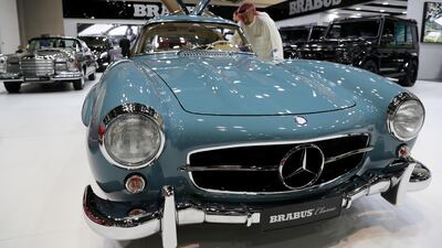 A classic Mercedes 300 SL on the Brabus stand. Chris Whiteoak / The National