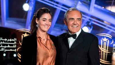 Director of the Venice International Film Festival Alberto Barbera and Julia Barbera attend the 18th annual Marrakech International Film Festival, in Marrakech, Morocco, on Wednesday, December 4, 2019. AFP