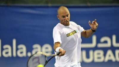 Peter Wessels, above, was able to out last Omar Bahroozian in the final at the Abu Dhabi Wilson Tennis Cup.