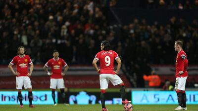 Radamel Falcao, second right, struggled to impose himself against Preston North End. Carl Recine / Reuters