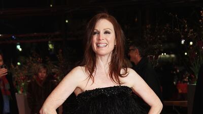 Julianne Moore, in a feather-trimmed strapless dress, attends 'The Kids are All Right' premiere during the 60th Berlin International Film Festival at the Berlinale Palast on February 17, 2010 in Berlin, Germany. Getty Images