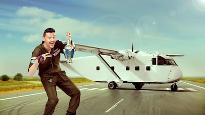 Host Ramez Galal, above, has tried the plane prank on other celebrities, one of whom chased him down the runway while pelting him with stones. Courtesy MBC