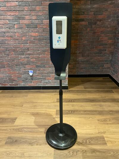 Hand sanitising stations can be found throughout Radisson Resort Ras Al Khaimah Marjan Island. Janice Rodrigues / The National