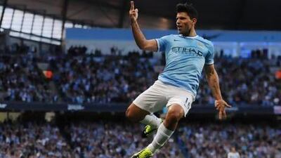 Sergio Aguero celebrates scoring Manchester City's second goal in their win over Newcastle United.