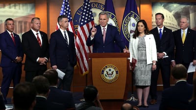 House Minority Leader Kevin McCarthy holds a press conference with members of Republican House leadership on the January 6 committee. AFP