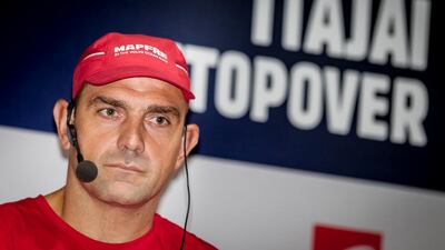 Xabi Fernandez of Team Mapfre addresses the media at a skippers' press conference during the Volvo Ocean Race stopover in Itajai, Brazil on Friday. Ainhoa Sanchez / Volvo Ocean Race / April 17, 2015