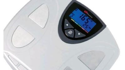 The Binatone BS-8045 bathroom scale has a fat analyser feature and digital memory. Courtesy Souq.com