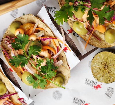 The restaurant serves avocado, chicken, shrimp, fish and rib-eye tacos. Photo: Rodeo Drive