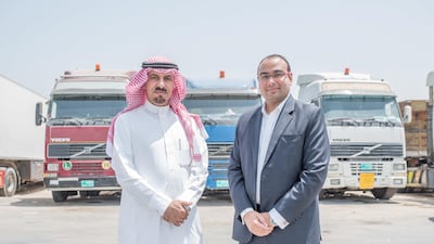 Janardan Dalmia (right) and Ahmed Ibrahim Alnafie (left) founded the online platform which provides logistics solutions in the region. Courtesy Trukkin