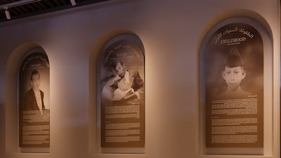 Render of portrait wall showing Al Sayyab from childhood to his last days