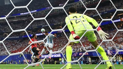 Argentina's Enzo Fernandez scores the third goal. Reuters