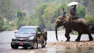 Chevrolet is hoping that the Colorado, seen here in the rugged jungle terrain of northern Thailand, will boost its truck sales in the Middle East from just over one per cent to about 10 per cent of market share. Photos courtesy of Chevrolet