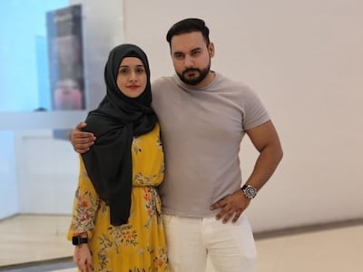 Mohammad Al Balushi with his wife Hira Ishtiyaq. Photo: Deeba Hasan for The National