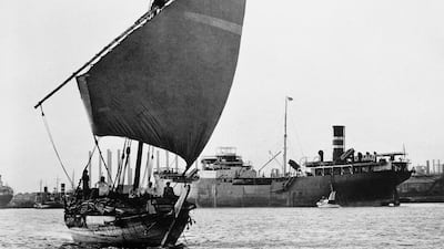 A native dhow with full sail passes a tanker tied up at the British-owned Anglo-Iranian Oil company docks in Abadan, Iran in June of 1951. Premier Mohammed Mossadegh asked President Truman to mediate Iran's oil nationalization dispute with Britain. Bettmann/CORBIS