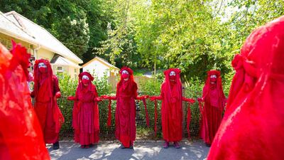 Protestors attend an Extinction Rebellion demonstration in Falmouth, Cornwall. EPA