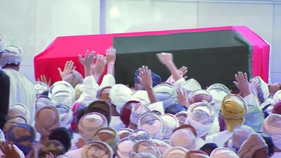 Omanis bid farewell to their leader during the funeral procession for Sultan Qaboos. AFP / Oman TV