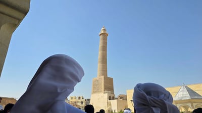 A ceremony to mark the reopening of Al Nuri Mosque took place on Monday. Mohamad Ali Harisi / The National